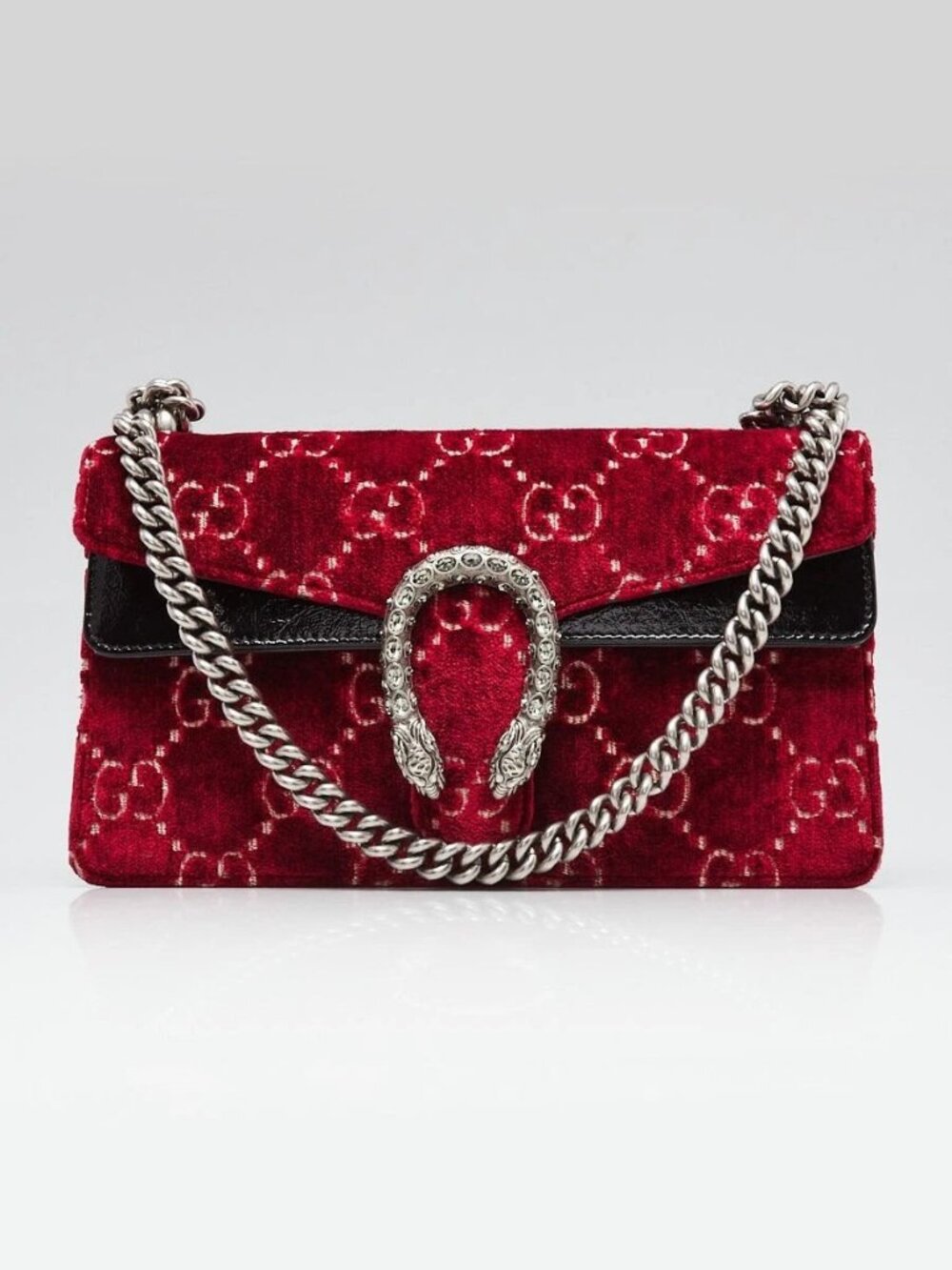 Gucci Red GG Embossed Velvet Dionysus Small Shoulder Bag
